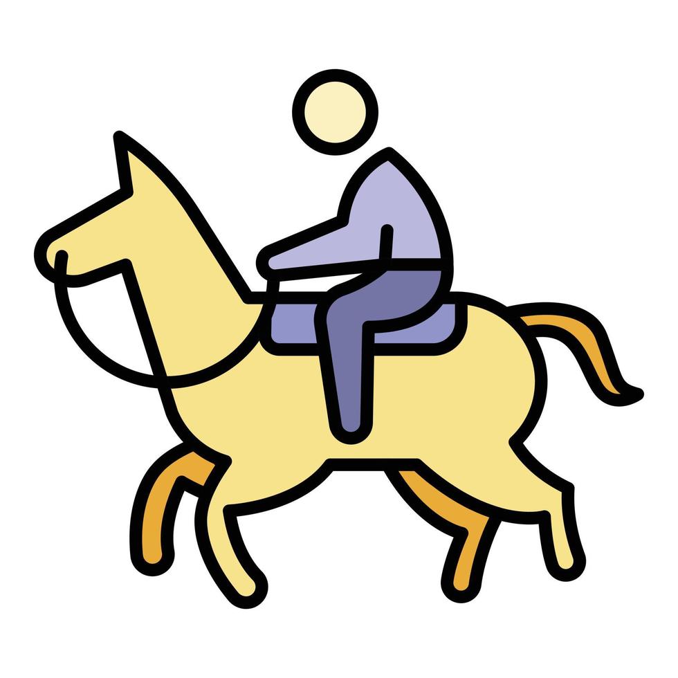 Sport horseback riding icon color outline vector