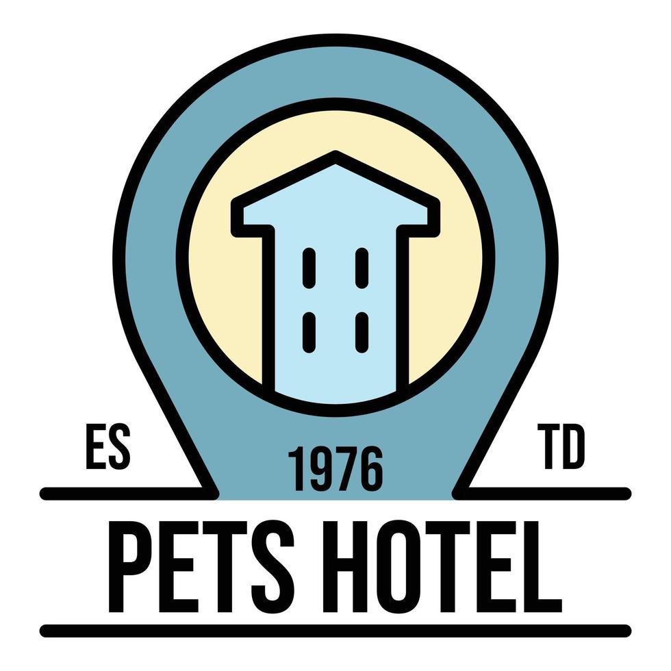 logotipo del hotel de mascotas de la ciudad, estilo de esquema vector