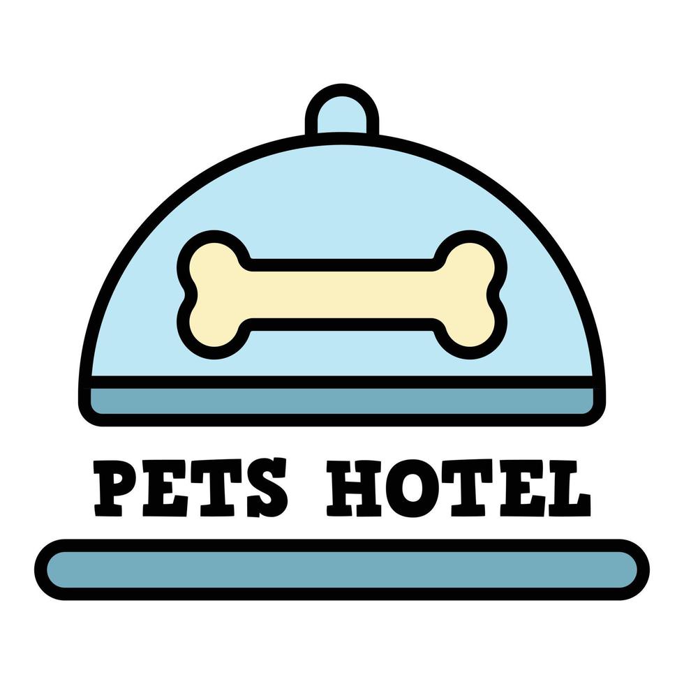 logotipo del hotel para mascotas de alimentos, estilo de esquema vector