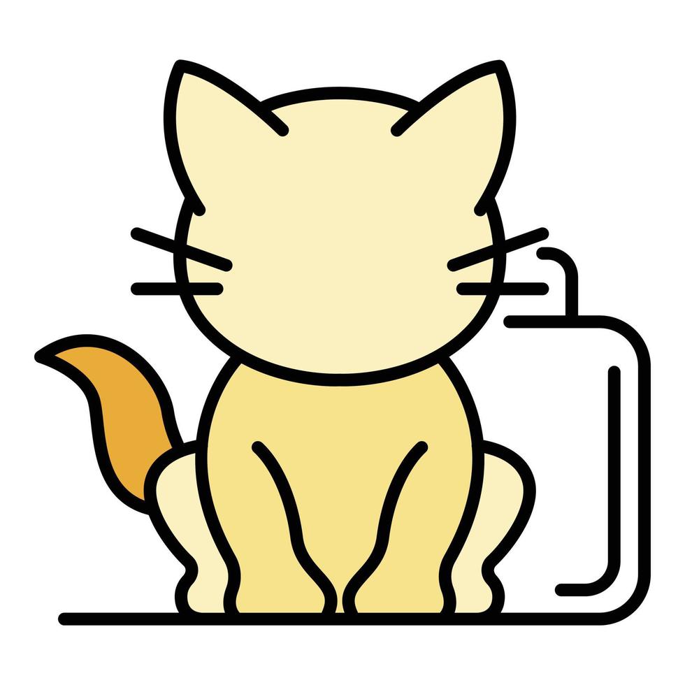 vector de contorno de color de icono de gato lindo