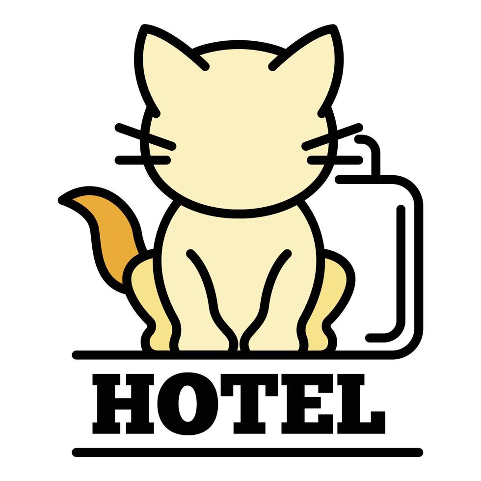 logotipo del hotel gato, estilo de contorno vector