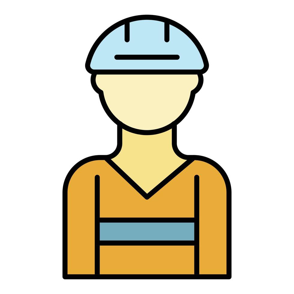 vector de contorno de color de icono de trabajador de construcción