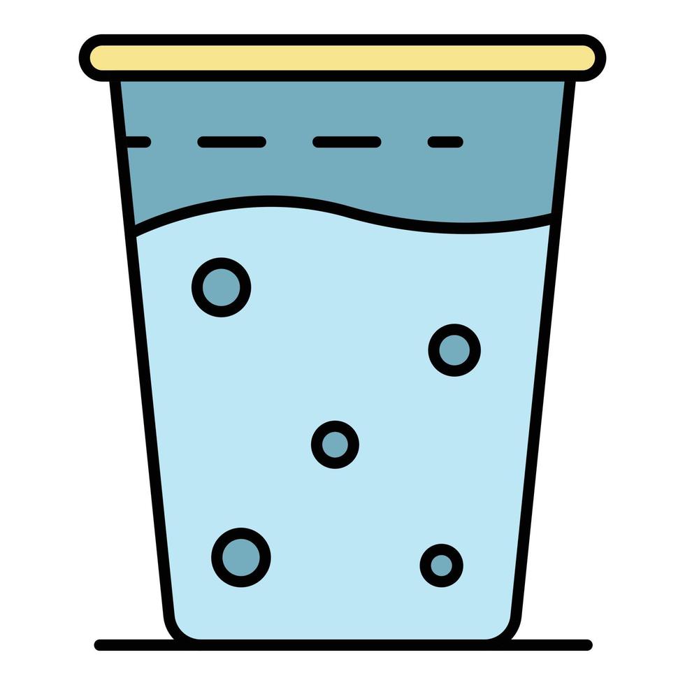 vector de contorno de color de icono de vaso de plástico de agua