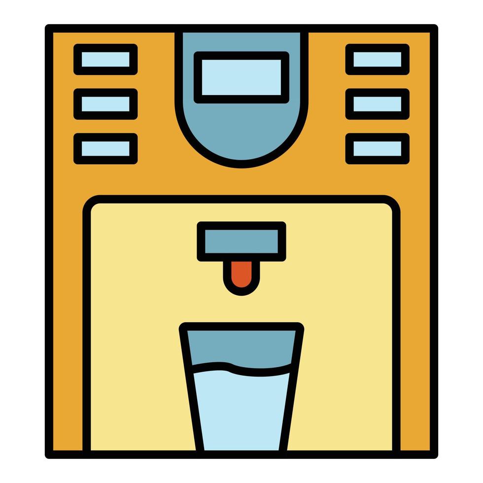 vector de contorno de color de icono de enfriador de agua de plástico