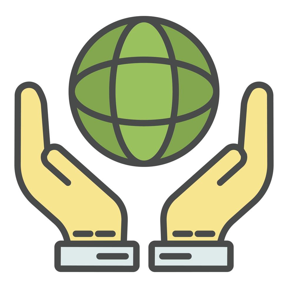 Hand keep globe icon color outline vector