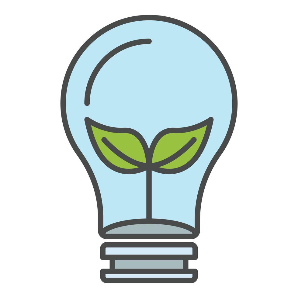 Eco leaf bulb icon color outline vector