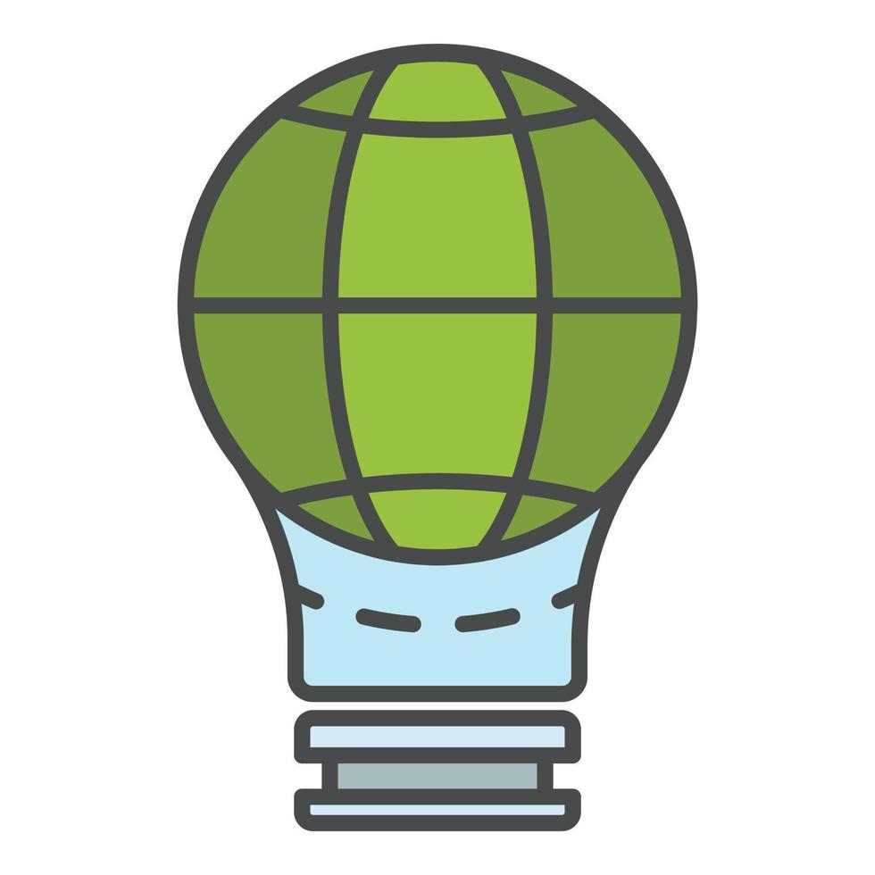 Globe save bulb icon color outline vector