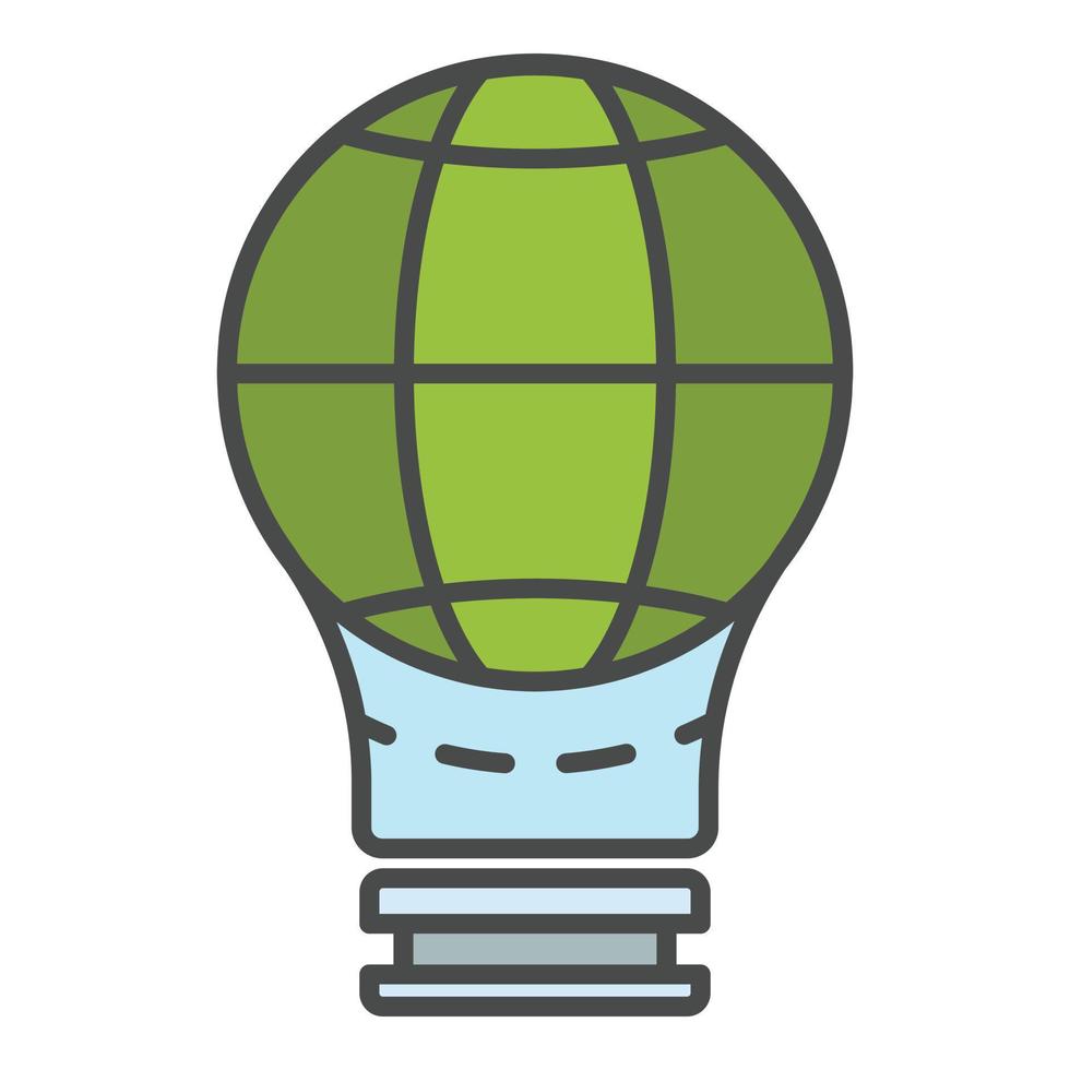 Globe save bulb icon color outline vector