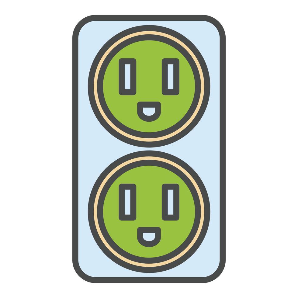 vector de contorno de color de icono de toma eléctrica doble