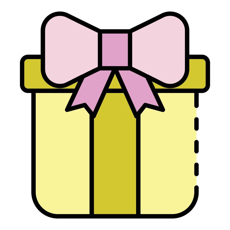 Xmas gift box icon color outline vector