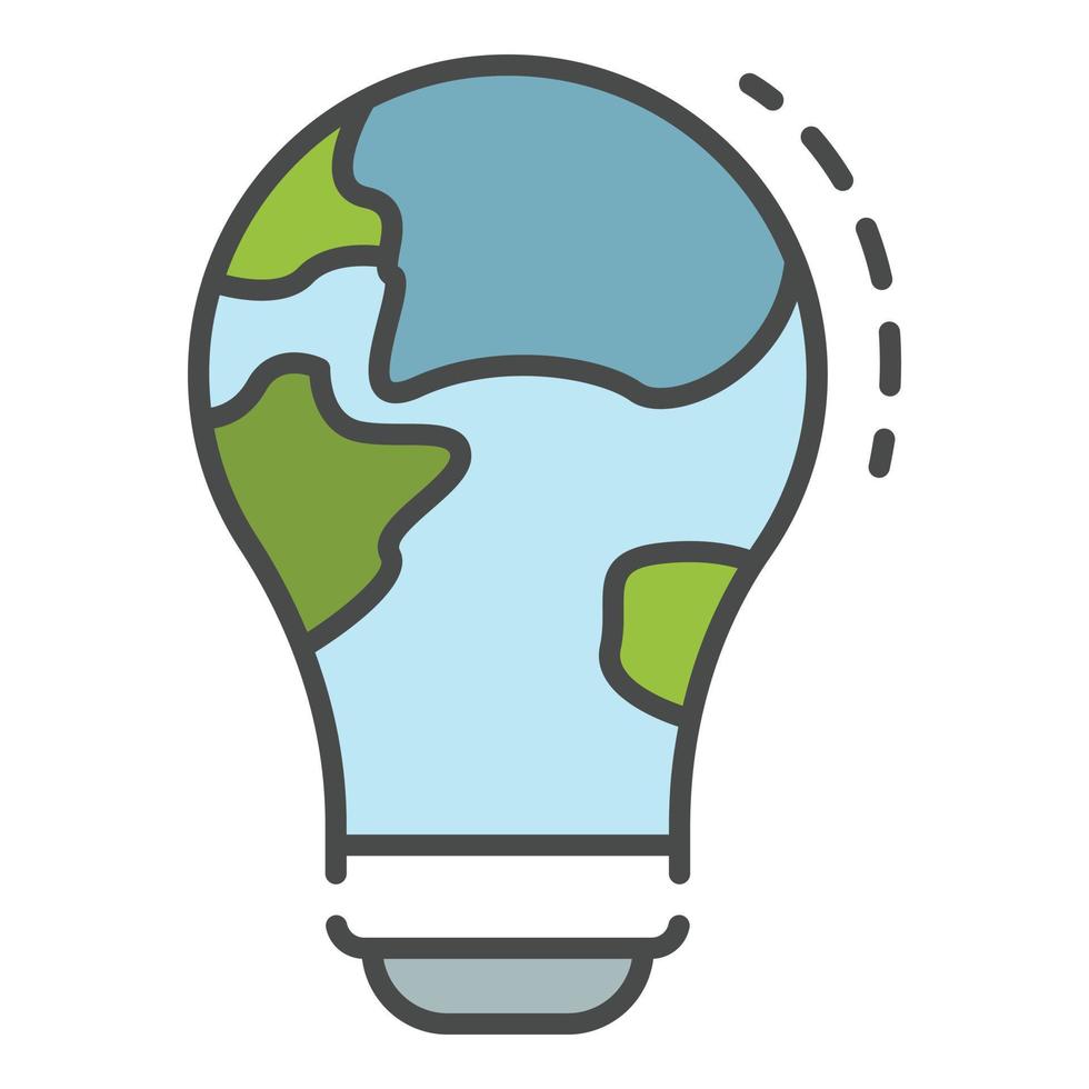 Global bulb icon color outline vector