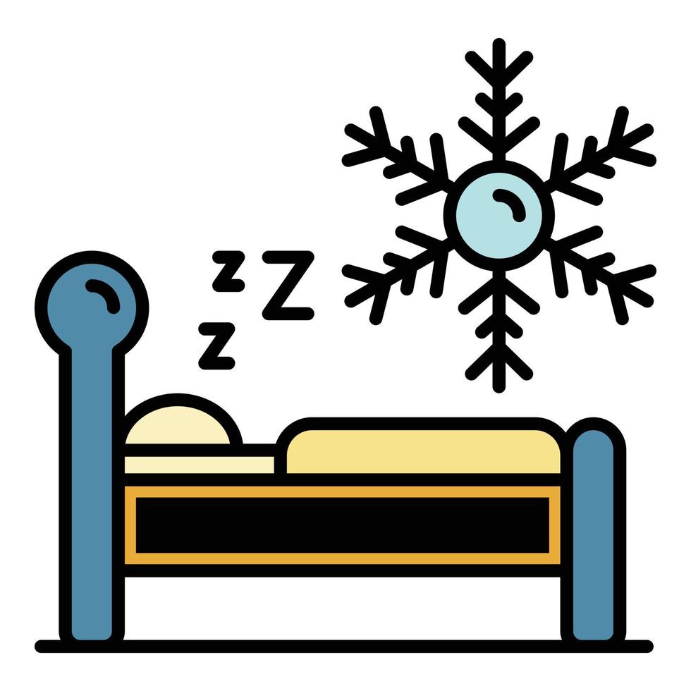 vector de contorno de color de icono de dormir de baja temperatura