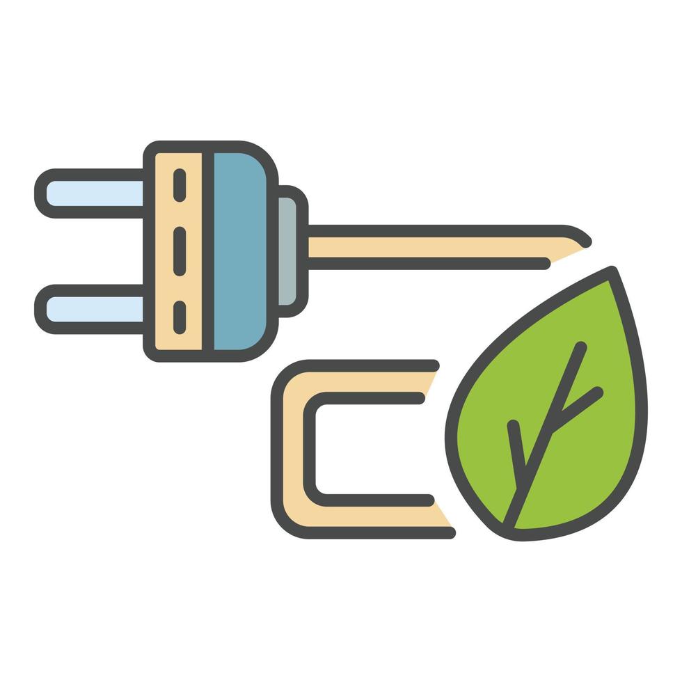 Eco energy plug icon color outline vector