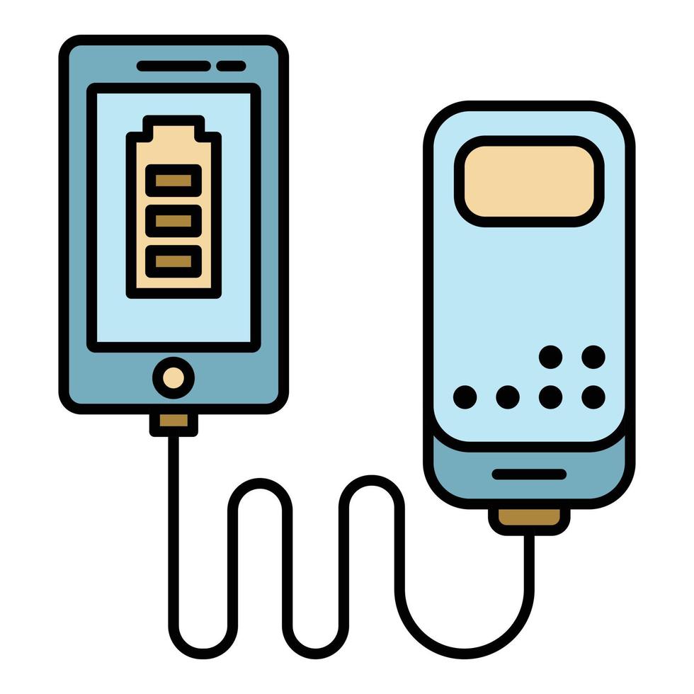 vector de esquema de color de icono de teléfono inteligente de carga de banco de energía