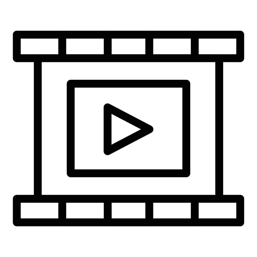 recortar icono de clip de vídeo, estilo de esquema vector