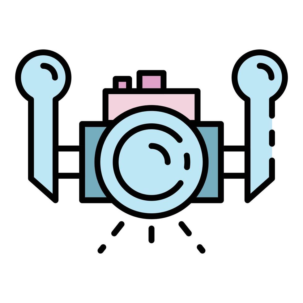 vector de contorno de color de icono de cámara submarina