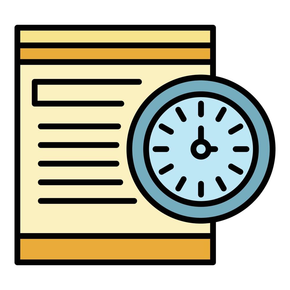 Time paper payment icon color outline vector