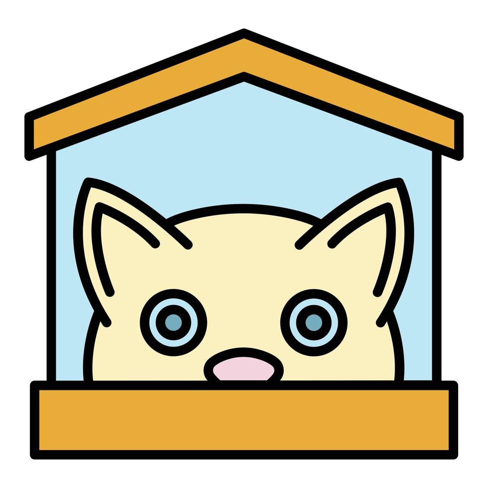 Cat in house icon color outline vector
