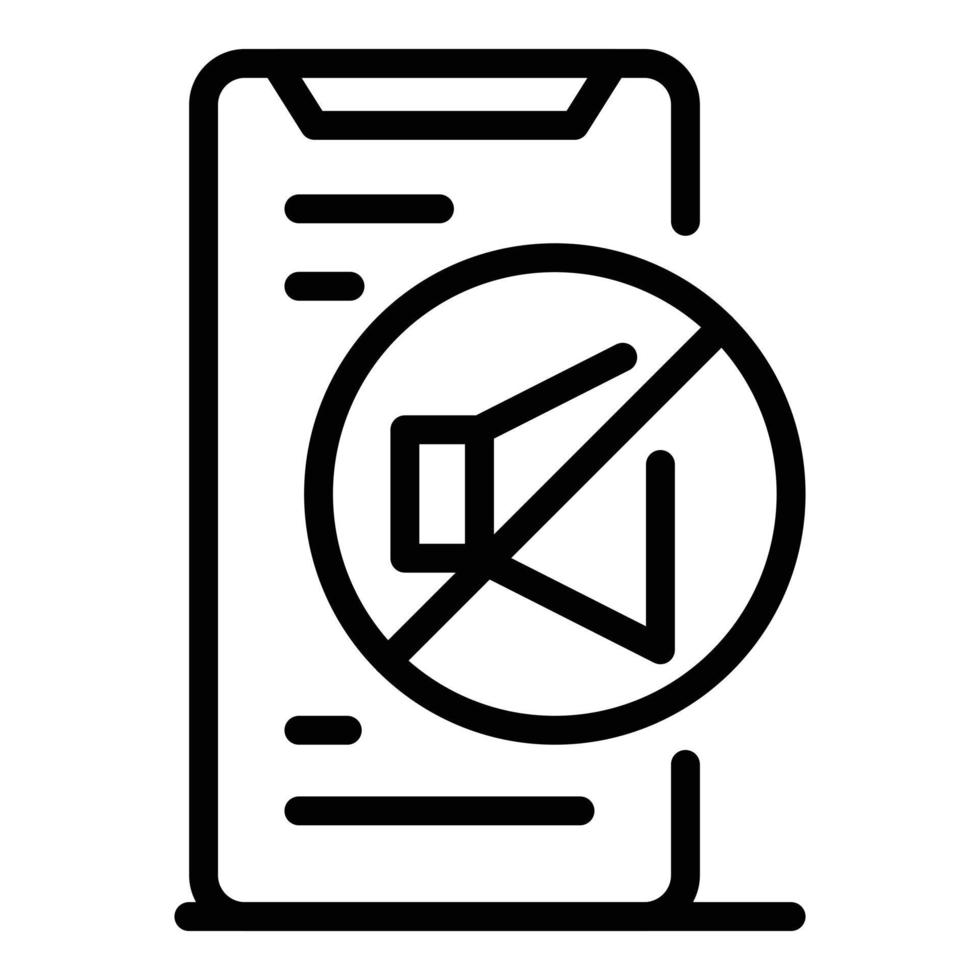 Sound off on smartphone icon, outline style vector