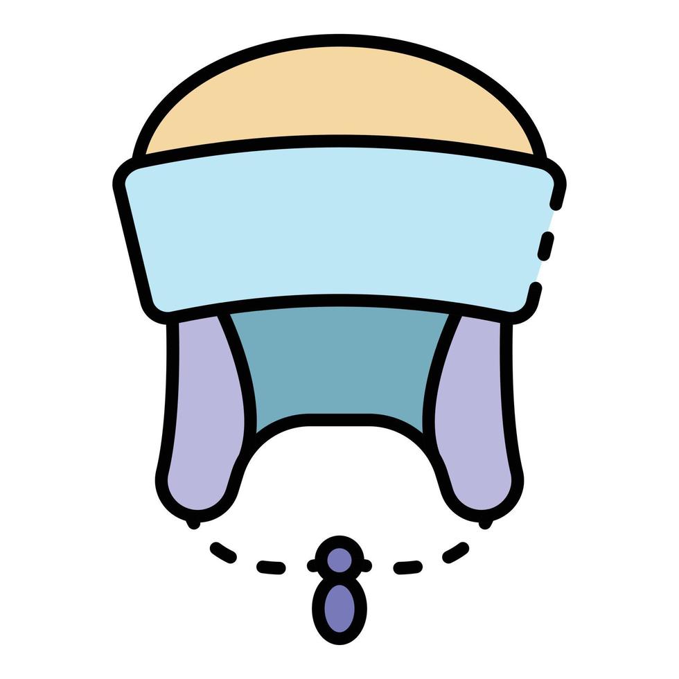 vector de contorno de color de icono de sombrero de invierno de hombre