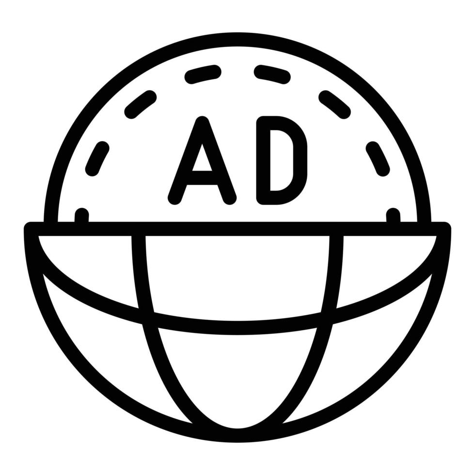 Ad in a half globe icon, outline style vector