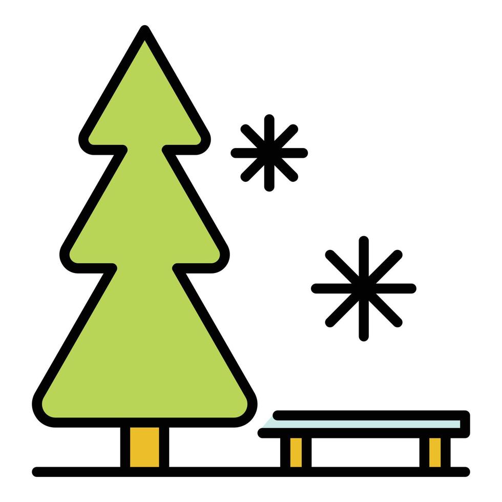 Ski resort bench icon color outline vector