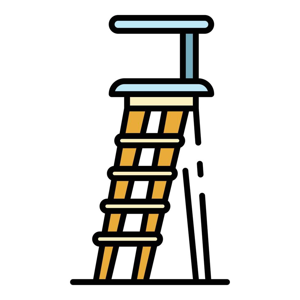 Wood staircase icon color outline vector