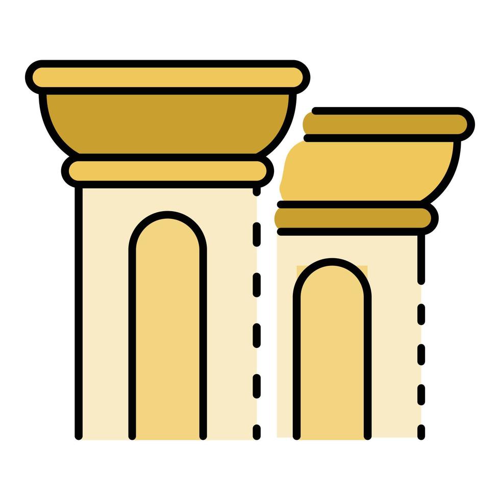 vector de contorno de color de icono de columna griega