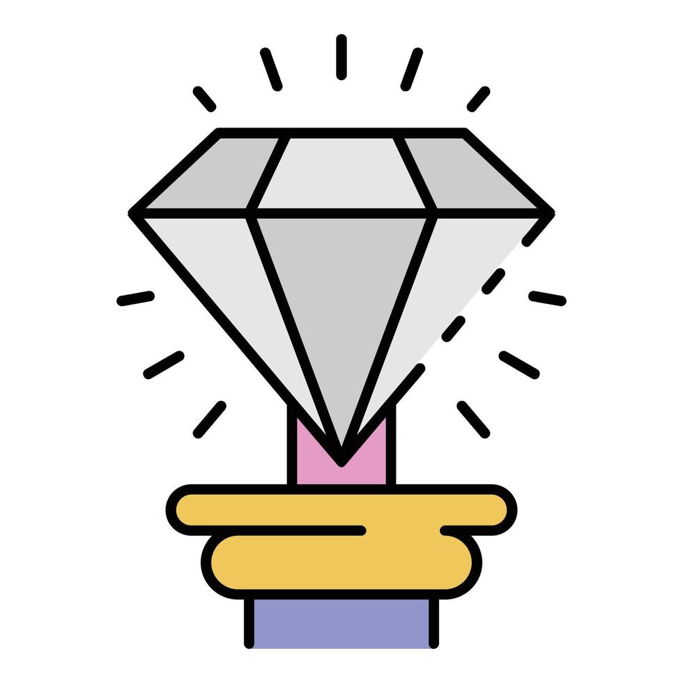 Museum diamond icon color outline vector