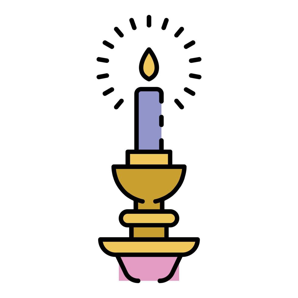 Burning candle icon color outline vector