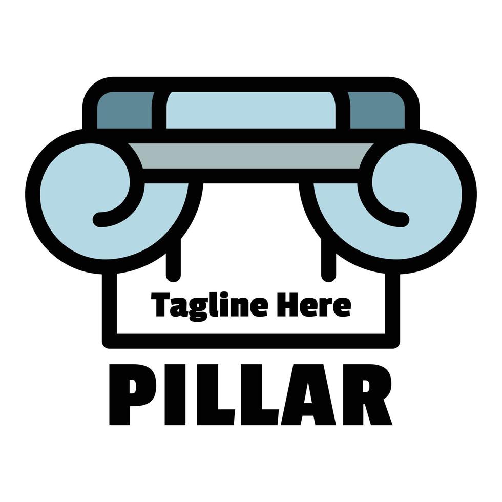 Ancient pillar logo, outline style vector