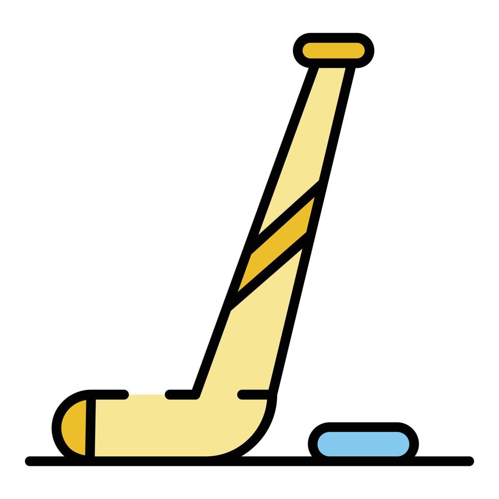 vector de contorno de color de icono de palo de hockey sobre hielo