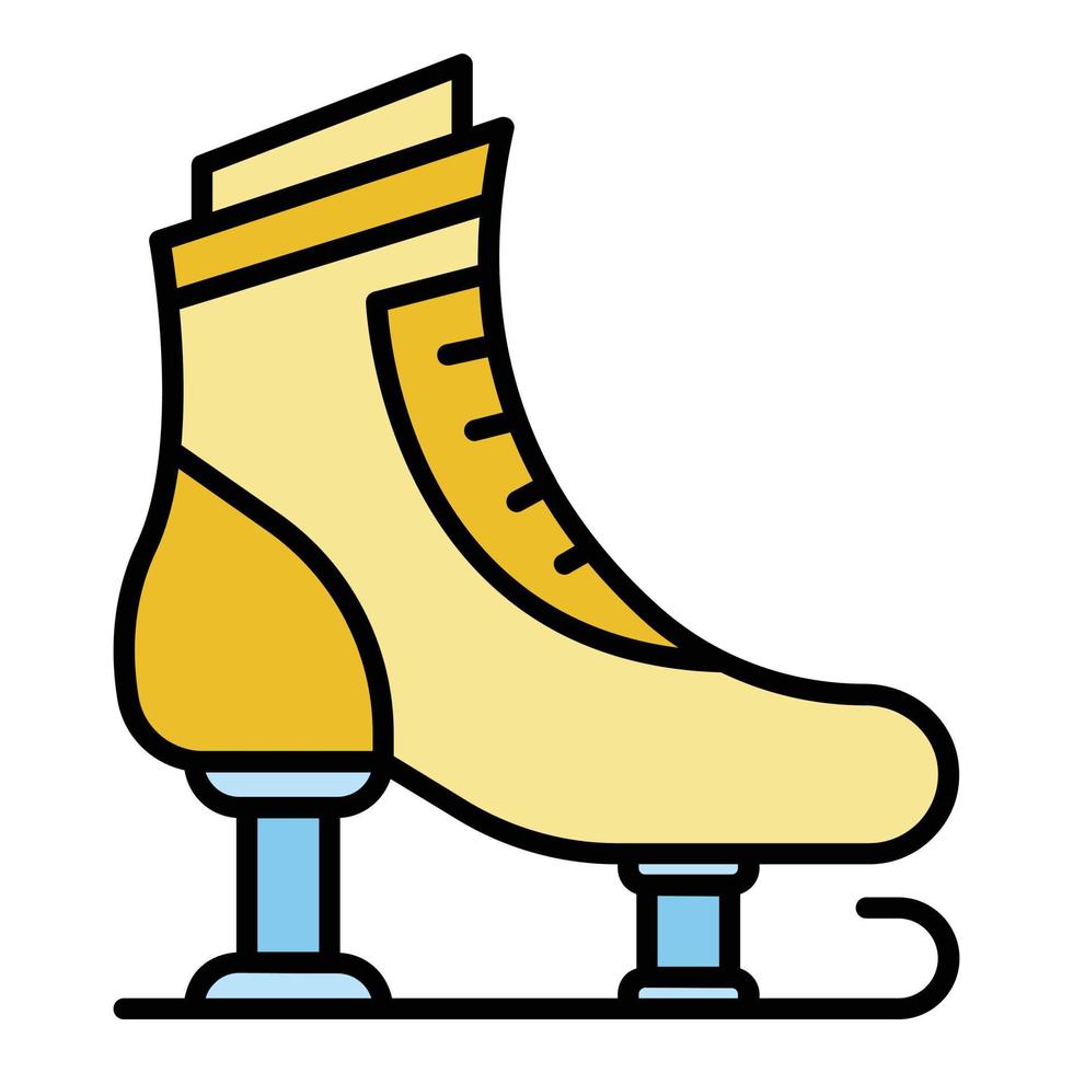 vector de contorno de color de icono de patines de hielo