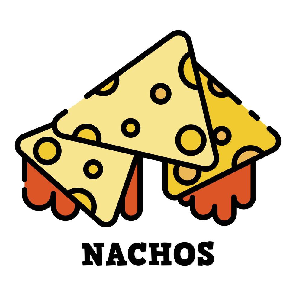 vector de contorno de color de icono de nachos