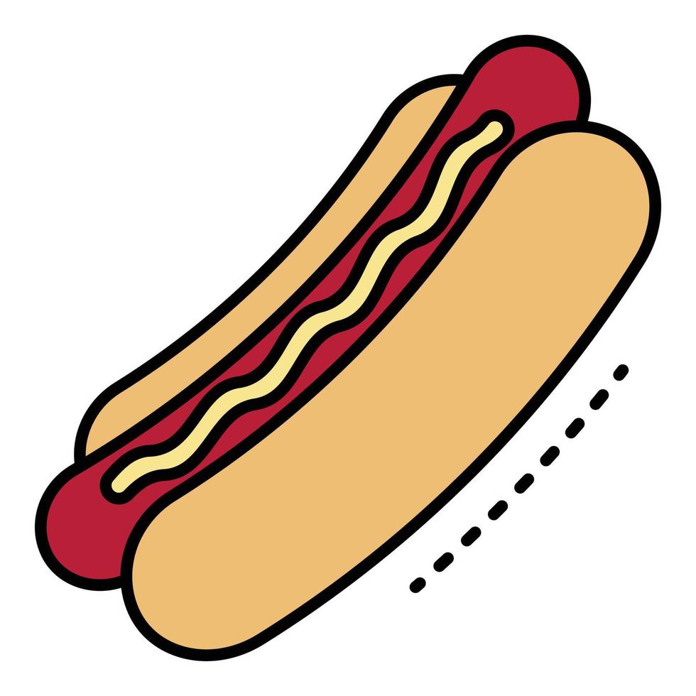 Fresh hot dog icon color outline vector