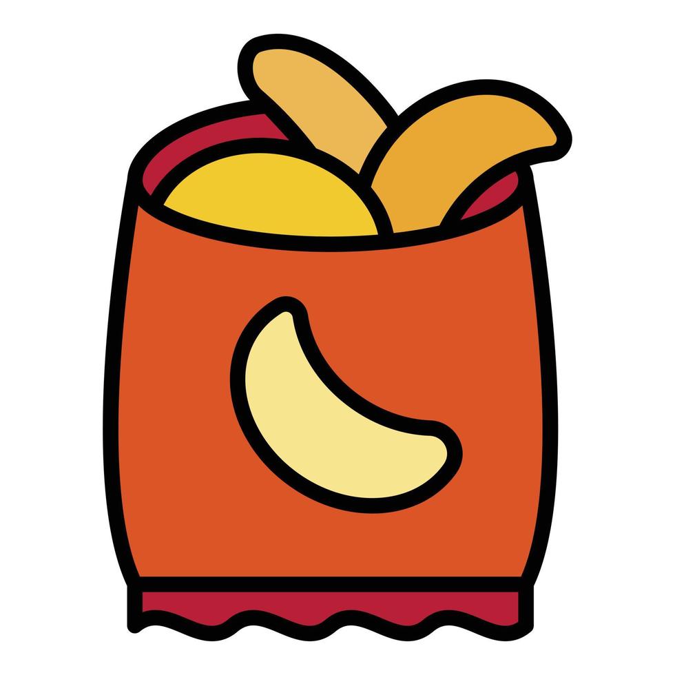 Chips bag icon color outline vector