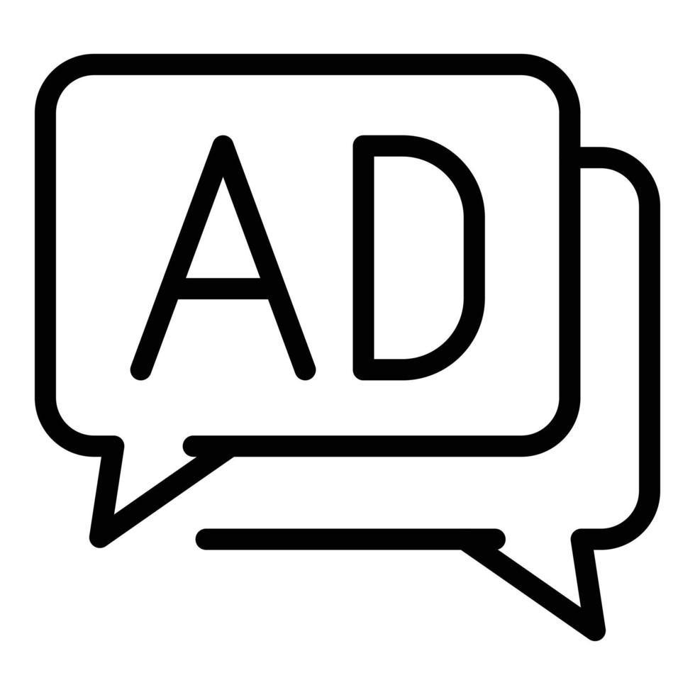 Ad in chat bubbles icon, outline style vector