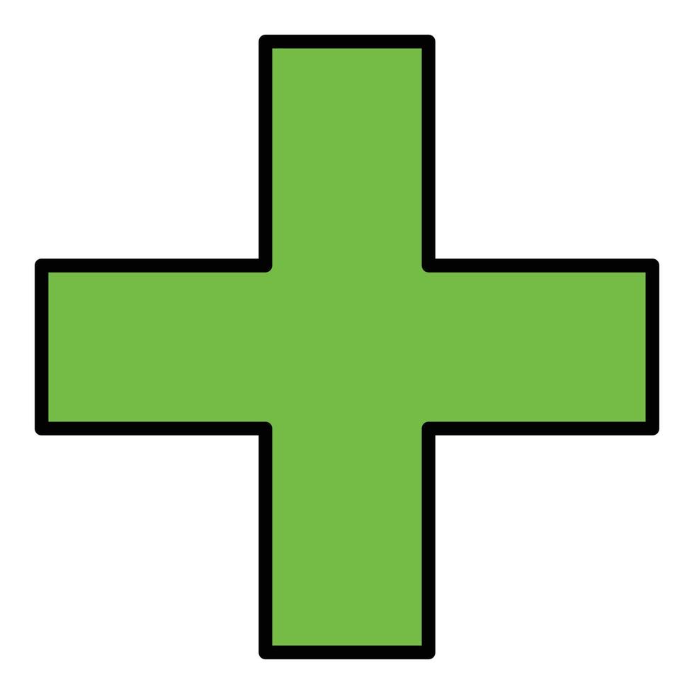 Pet medical cross icon color outline vector