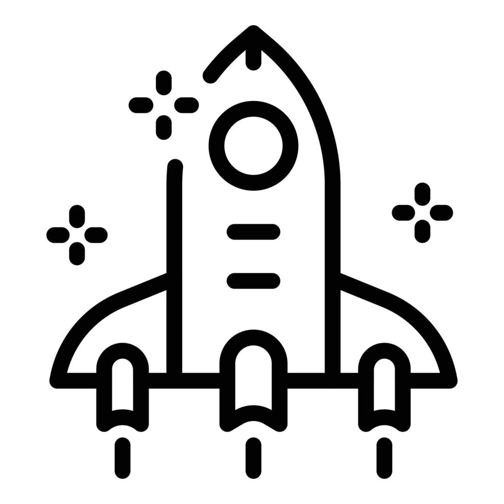 Rocket and stars icon, outline style vector