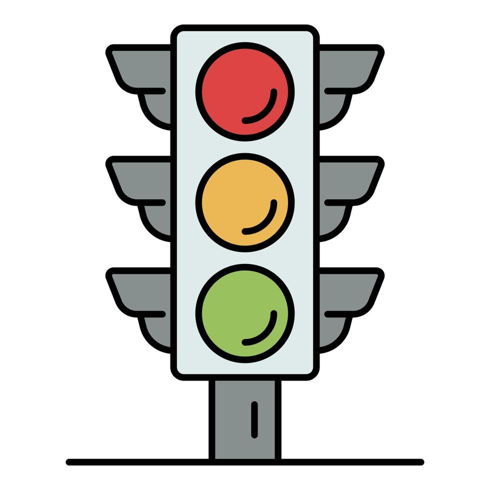 Crosswalk traffic lights icon color outline vector