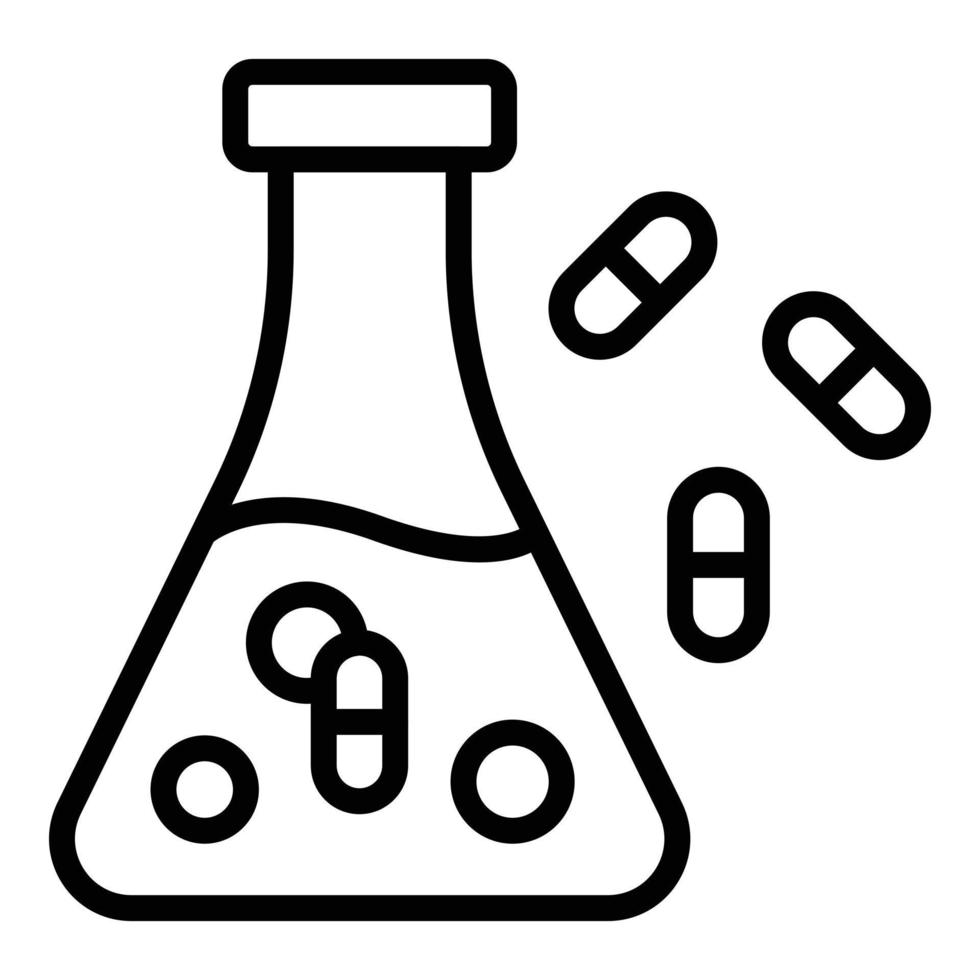 Medical flask icon outline vector. Lab chemistry vector