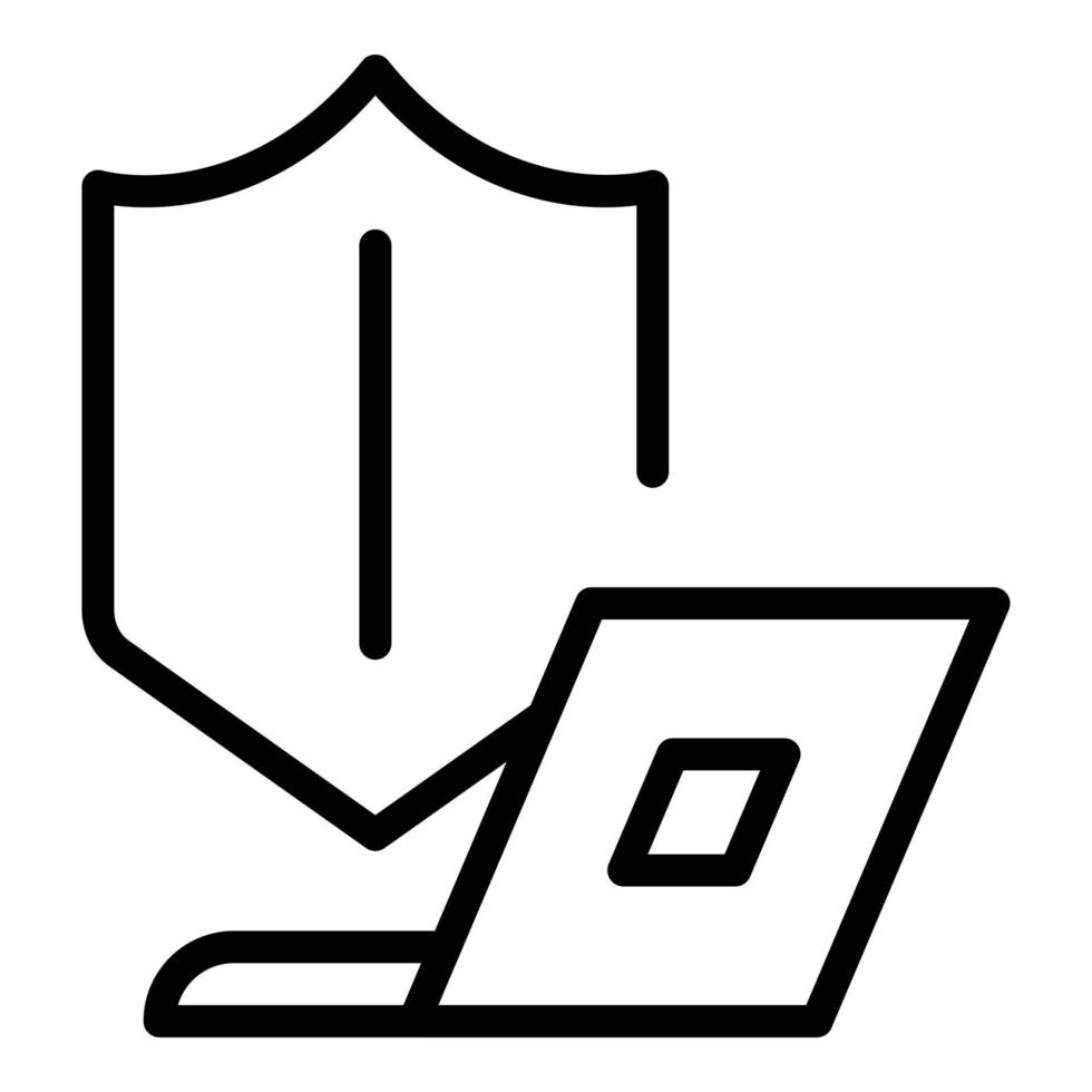 Laptop defence icon outline vector. Access guard vector