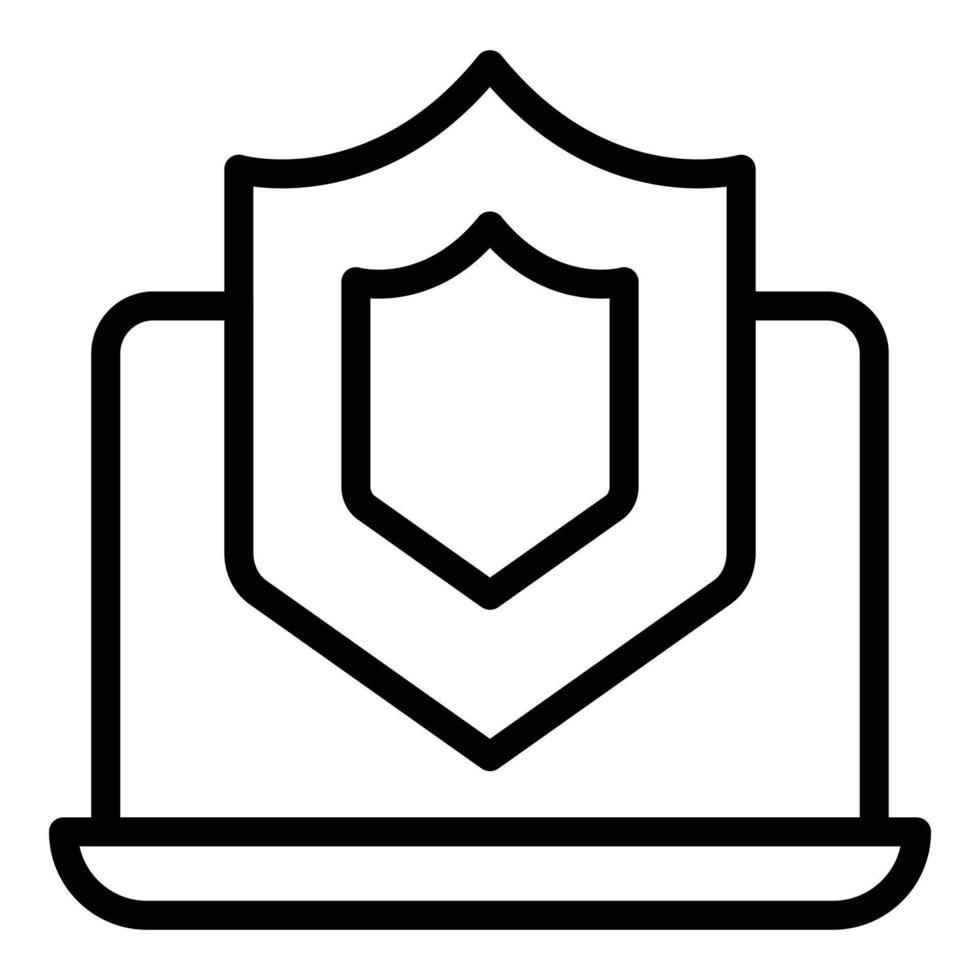 Computer defence icon outline vector. Safe shielda vector
