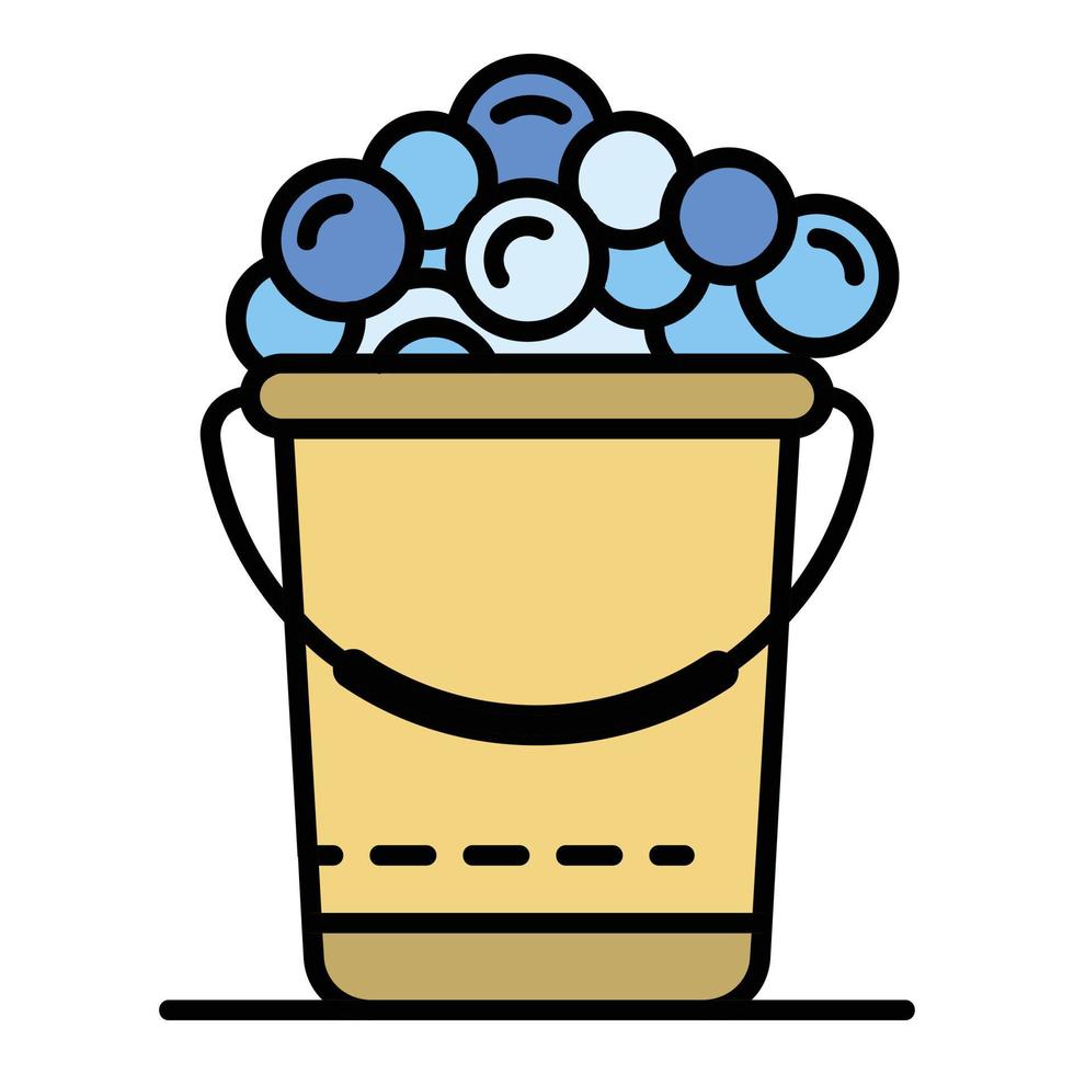Bubble wash bucket icon color outline vector
