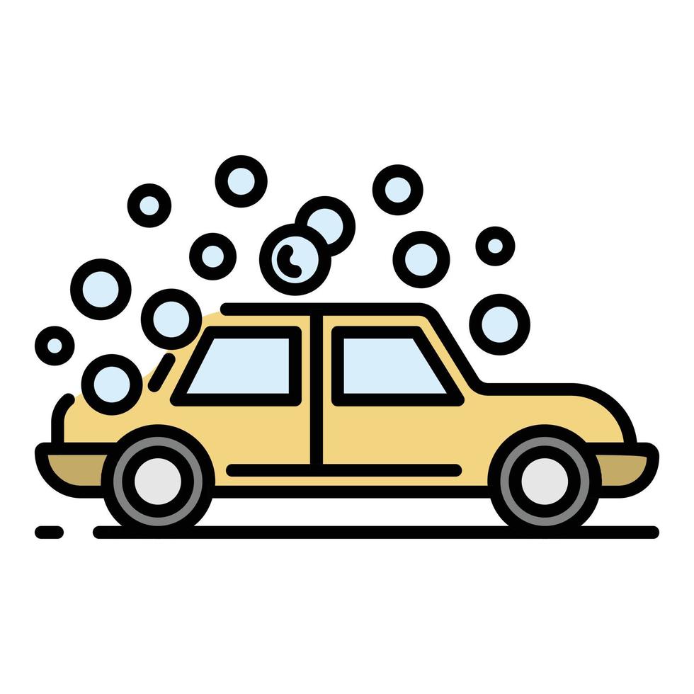 Car bubble wash icon color outline vector