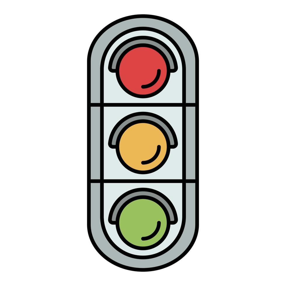 Urban traffic lights icon color outline vector