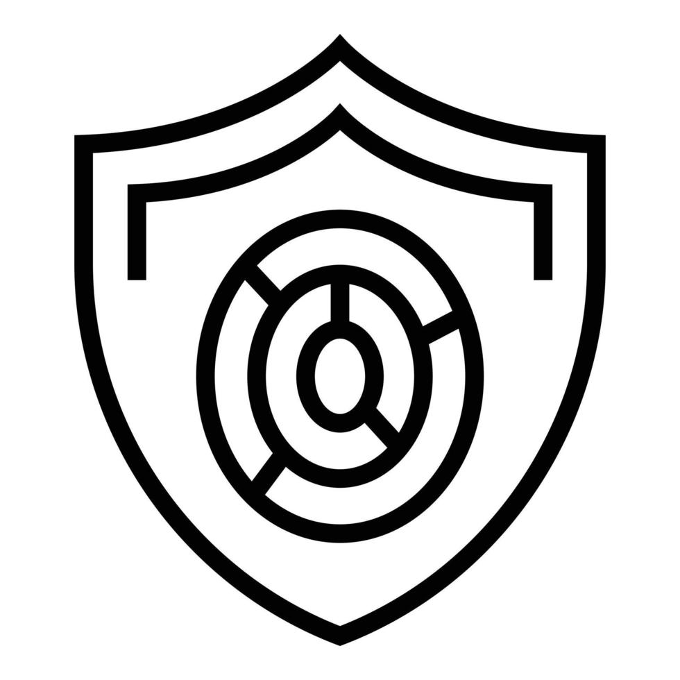 Shield fingerprint icon outline vector. Cyber lock vector