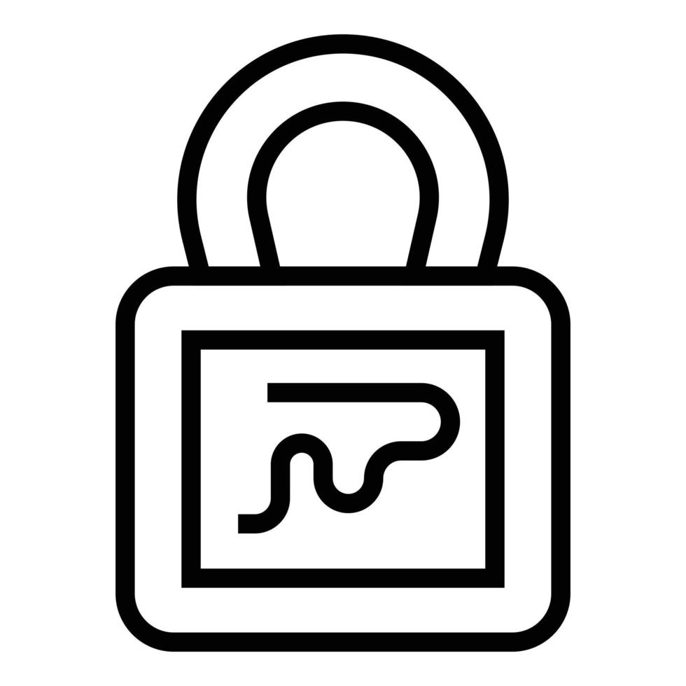 Handwriting lock icon outline vector. Fingerprint recognition vector