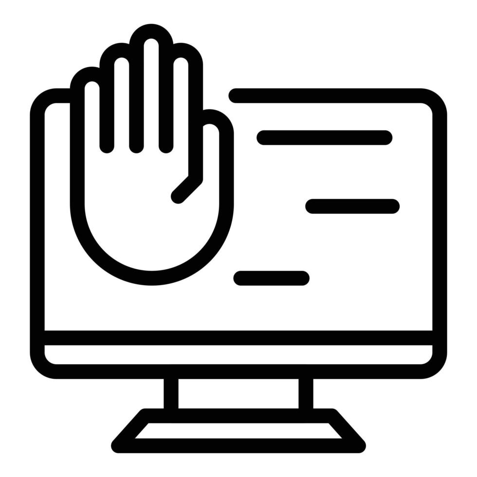 Computer palm scanning icon outline vector. Hand recognition vector