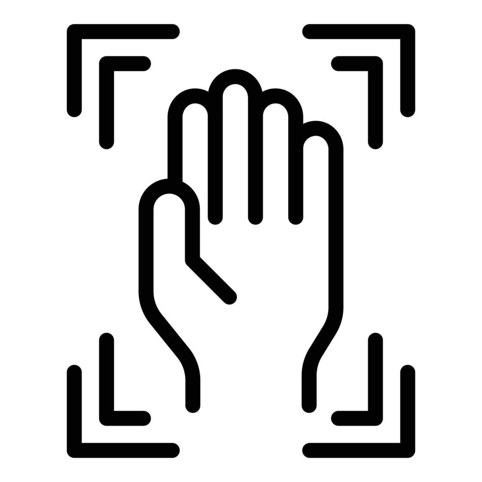 vector de contorno de icono de escaneo de datos de mano. lector digital